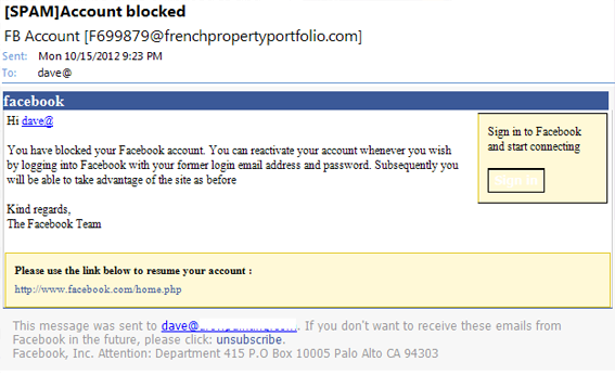 current phishing scams on facebook